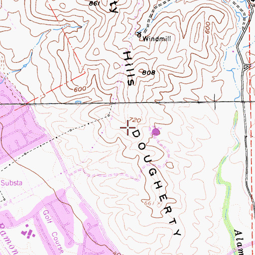 Topographic Map of Dougherty Hills, CA