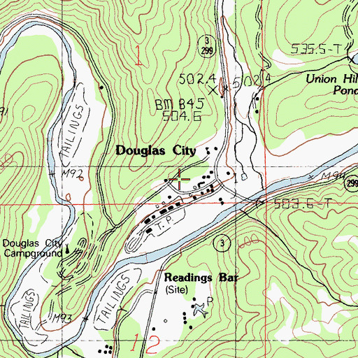 Topographic Map of Douglas City, CA
