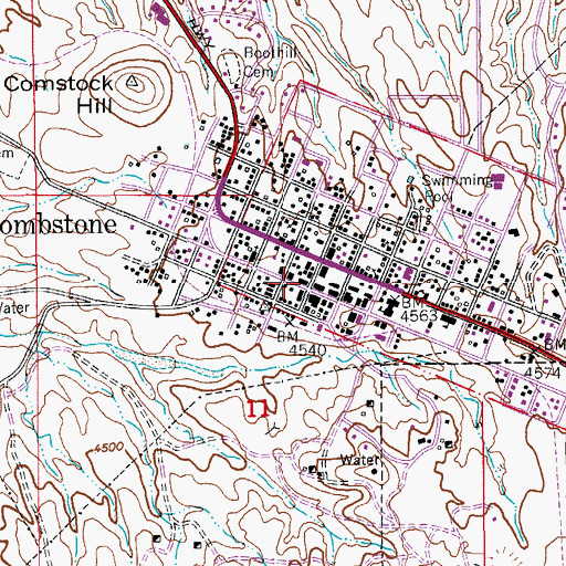 Topographic Map of Tombstone City Park, AZ
