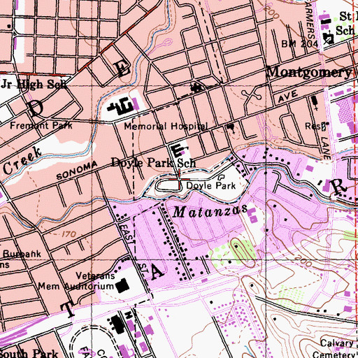 Topographic Map of Doyle Park, CA