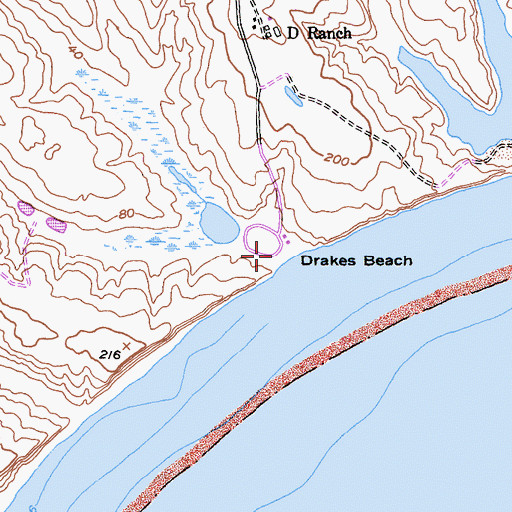 Topographic Map of Drakes Beach, CA