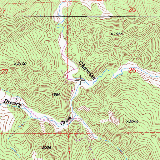 Topographic Map of Drewry Creek, CA