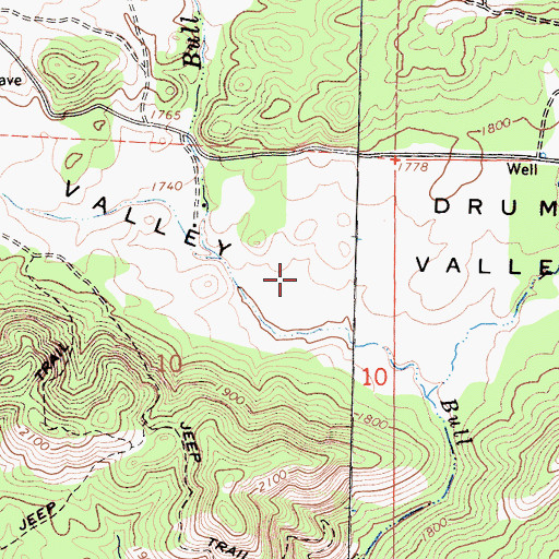Topographic Map of Drum Valley, CA