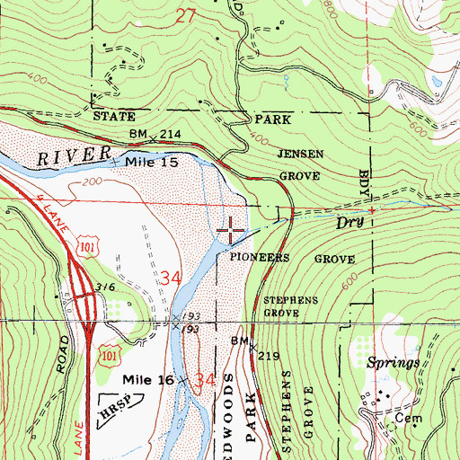 Topographic Map of Dry Creek, CA