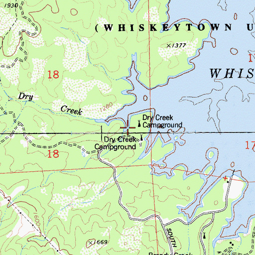 Topographic Map of Dry Creek Campground, CA