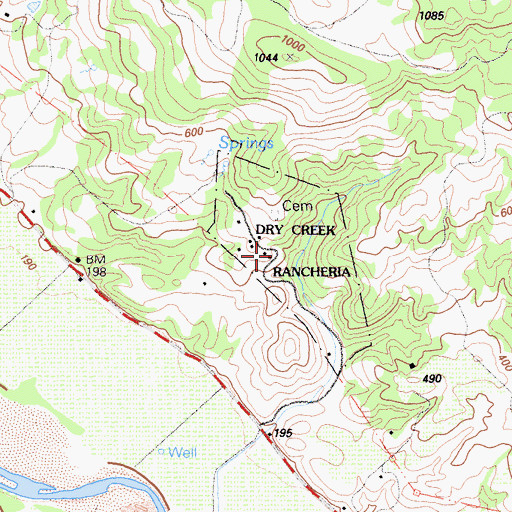 Topographic Map of Dry Creek Rancheria, CA