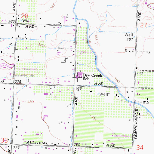 Topographic Map of Dry Creek Elementary School, CA