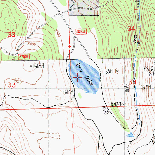 Topographic Map of Dry Lake, CA