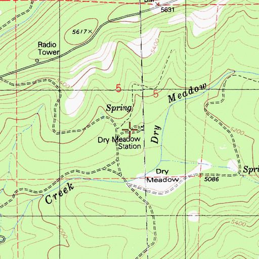 Topographic Map of Dry Meadow Station, CA