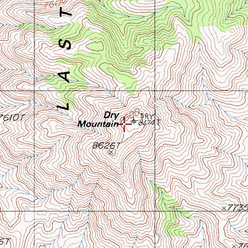 Topographic Map of Dry Mountain, CA