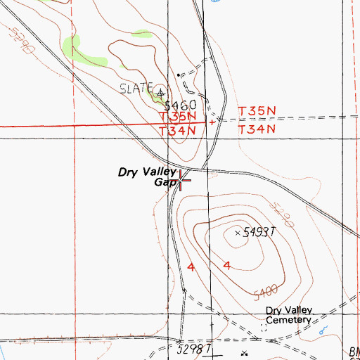 Topographic Map of Dry Valley, CA