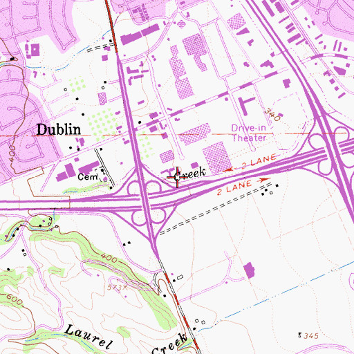 Topographic Map of Dublin Creek, CA