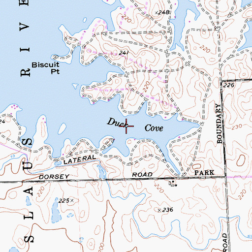 Topographic Map of Duck Cove, CA