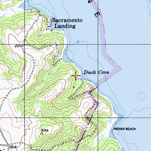 Topographic Map of Duck Cove, CA