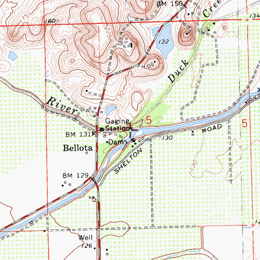 Topographic Map of Duck Creek, CA