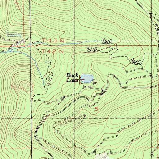 Topographic Map of Duck Lake, CA
