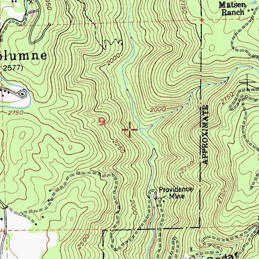 Topographic Map of Duckwall Creek, CA