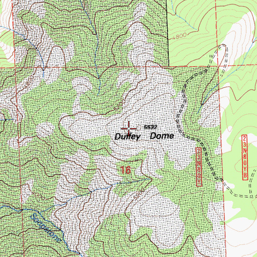 Topographic Map of Duffey Dome, CA
