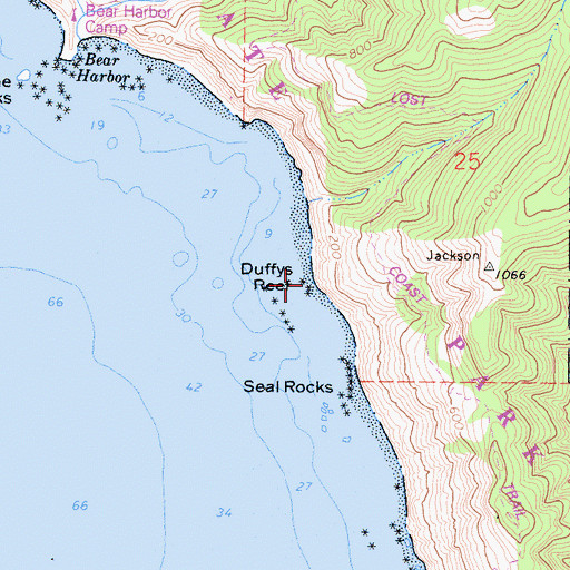 Topographic Map of Duffys Reef, CA