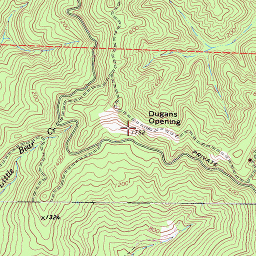 Topographic Map of Dugans Opening, CA