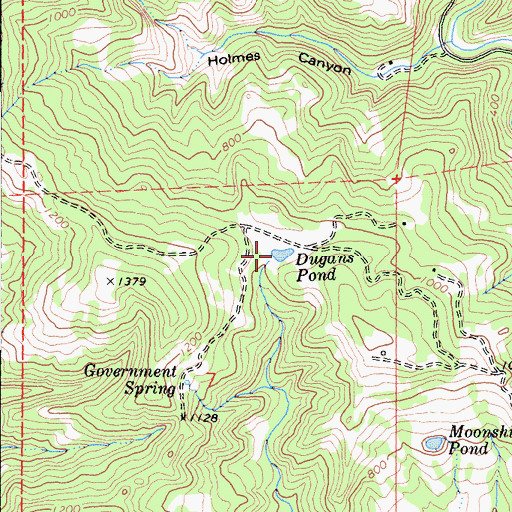 Topographic Map of Dugans Pond, CA