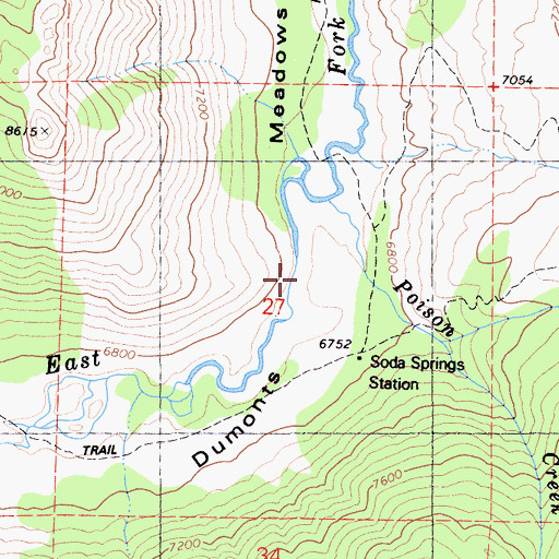 Topographic Map of Dumonts Meadows, CA
