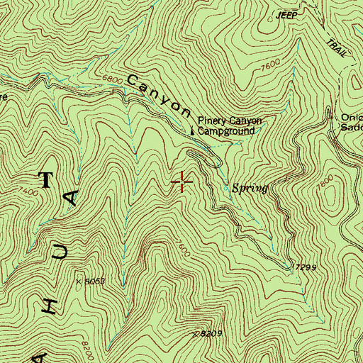 Topographic Map of Upper Pinery Canyon Campground, AZ