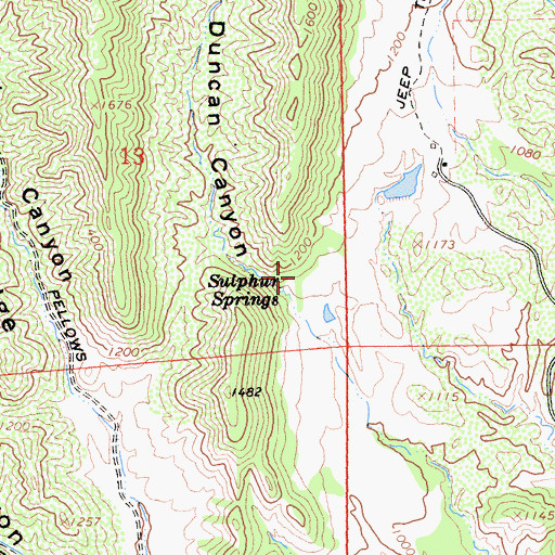 Topographic Map of Duncan Canyon, CA