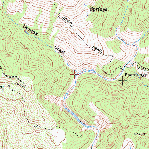 Topographic Map of Duncan Creek, CA