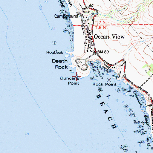 Topographic Map of Duncans Point, CA