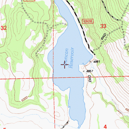 Topographic Map of Duncan Reservoir, CA