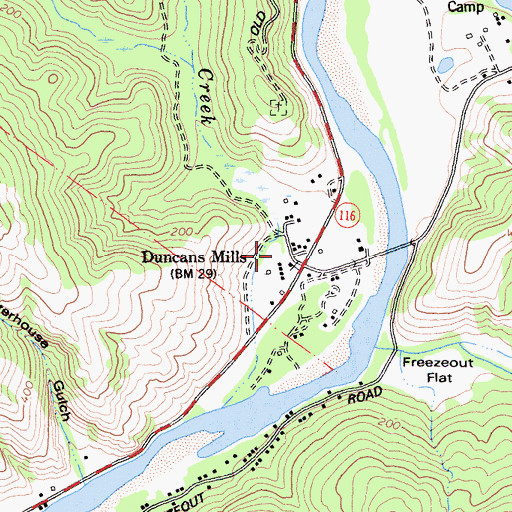 Topographic Map of Duncans Mills, CA