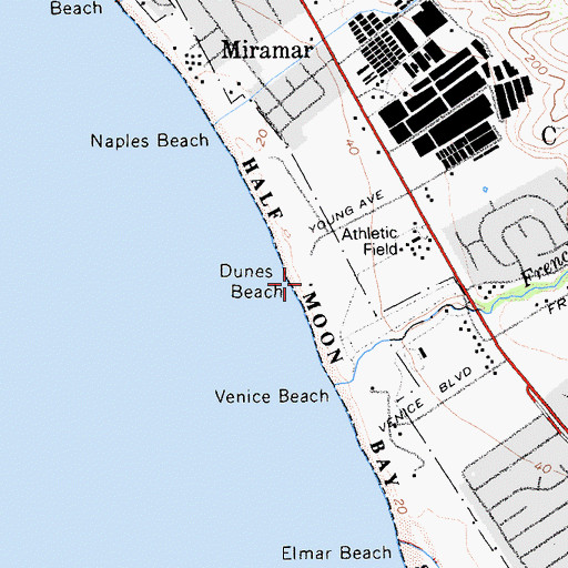 Topographic Map of Dunes Beach, CA