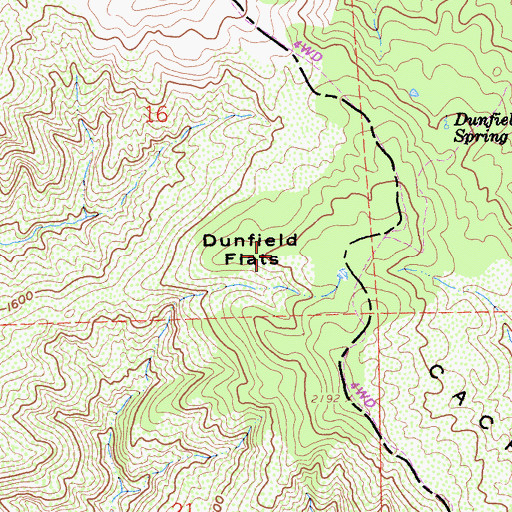 Topographic Map of Dunfield Flats, CA