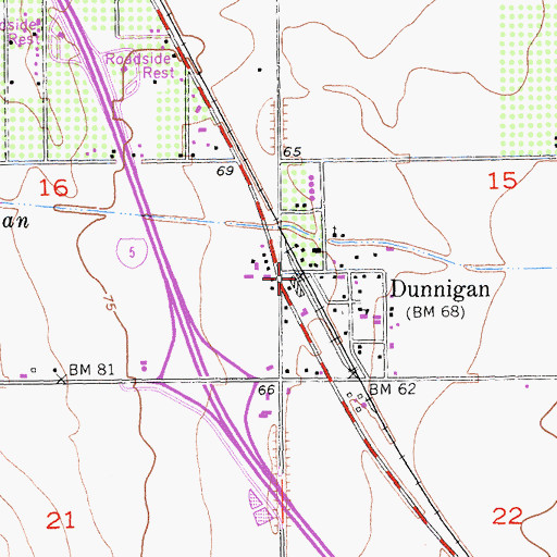 Topographic Map of Dunnigan, CA