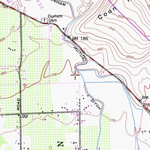 Topographic Map of Durham Mutual Ditch, CA
