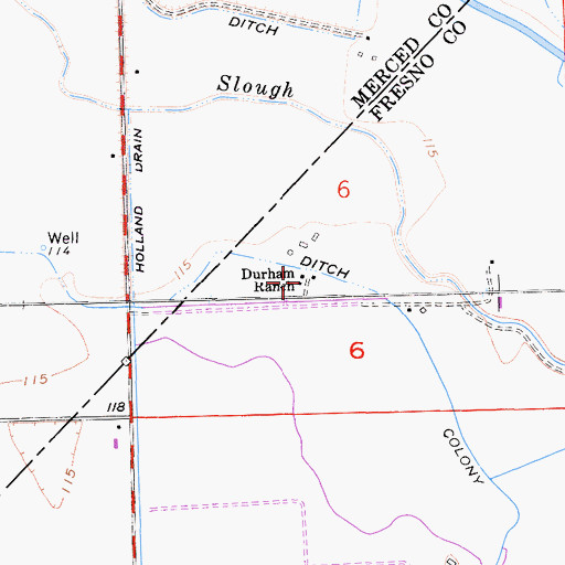 Topographic Map of Durham Ranch, CA