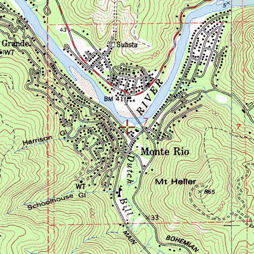 Topographic Map of Dutch Bill Creek, CA