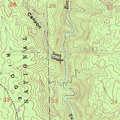 Topographic Map of Dutch Canyon, CA