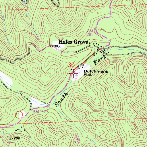 Topographic Map of Dutchmans Flat, CA