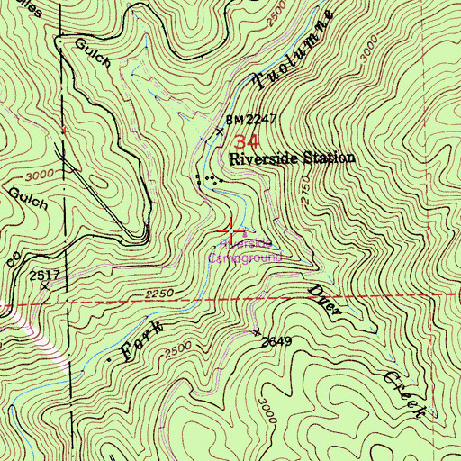 Topographic Map of Dyer Creek, CA