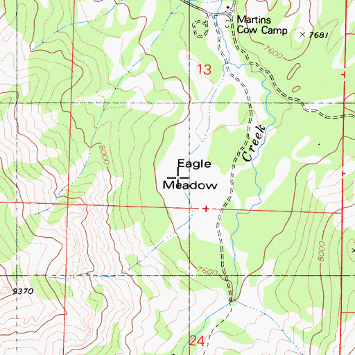 Topographic Map of Eagle Meadow, CA