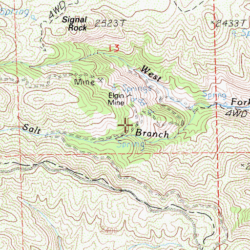 Topographic Map of Elgin Mine, CA