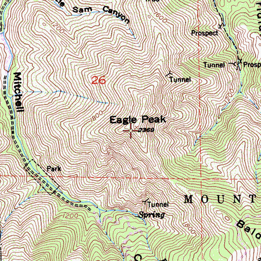 Topographic Map of Eagle Peak, CA