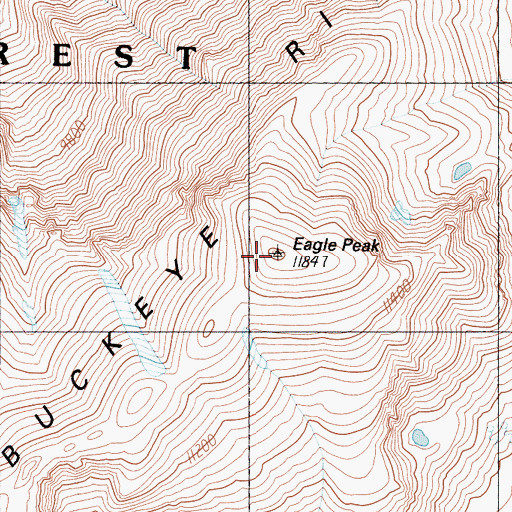 Topographic Map of Eagle Peak, CA