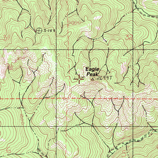 Topographic Map of Eagle Peak, CA