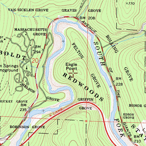 Topographic Map of Eagle Point, CA