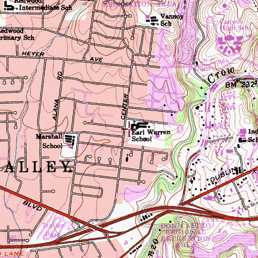 Topographic Map of Castro Valley Adult School, CA
