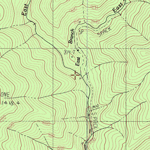 Topographic Map of East Branch East Fork North Fork Trinity River, CA