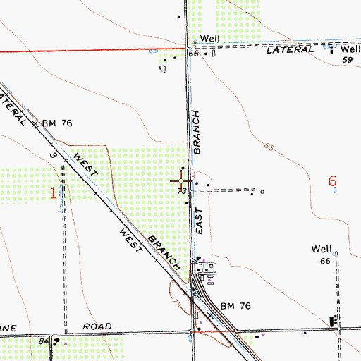 Topographic Map of East Branch Lateral, CA
